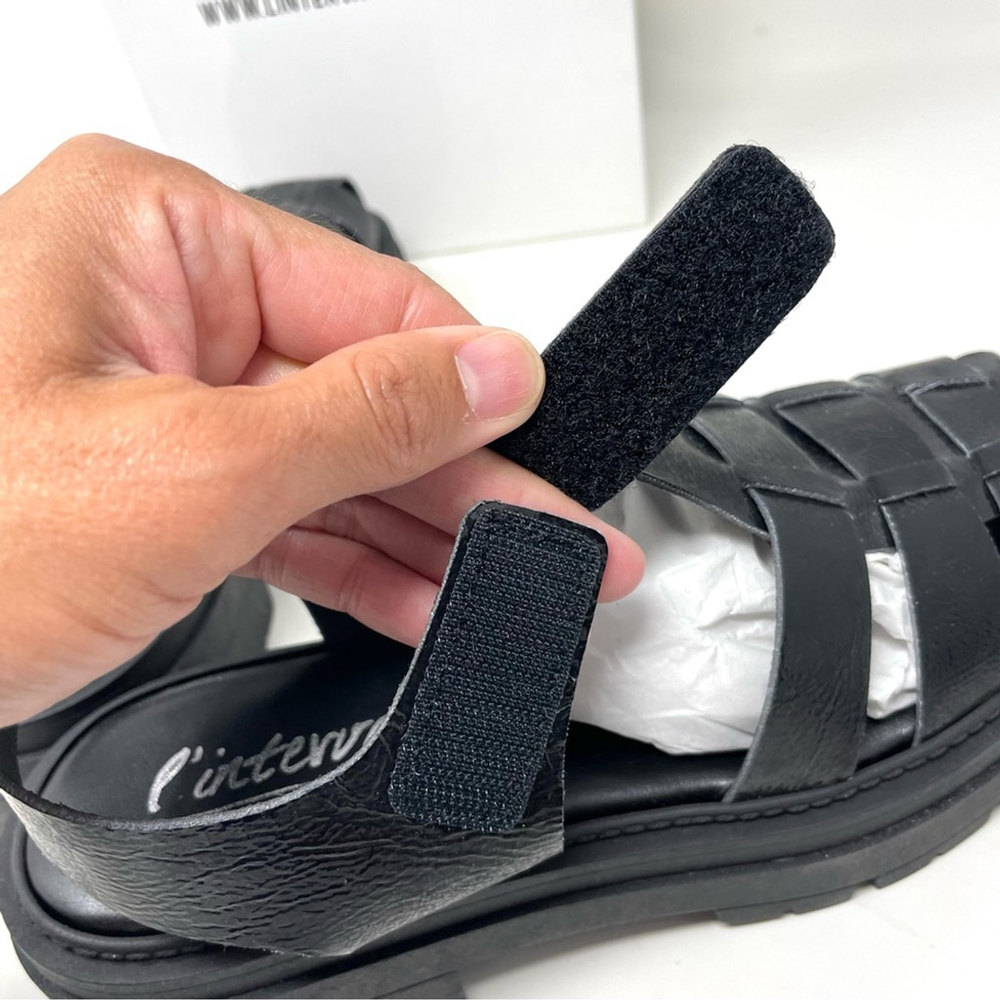 l’Intervalle Black Naplack Leather Gandalfo Fisherman Sandals Size 39 8.5 - Picture 6 of 13